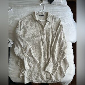 Zara Cream Striped Button Down Shirt